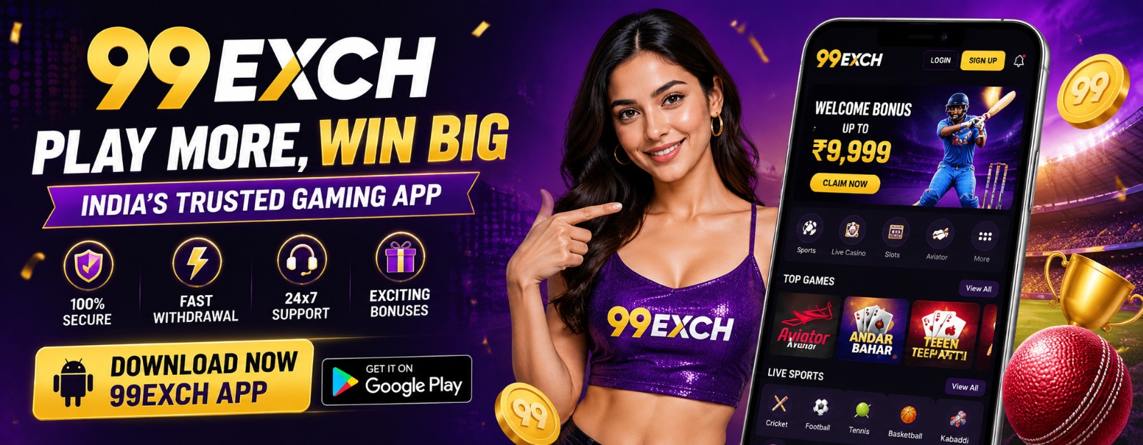 99Exch Mobile App Banner